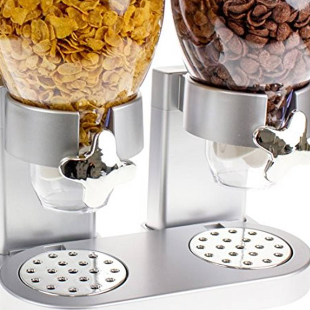 Dupla tartályos műzli- és gabonapelyh adagoló – praktikus reggeli tároló és önkiszolgáló dispenser konyhába (BLLV)