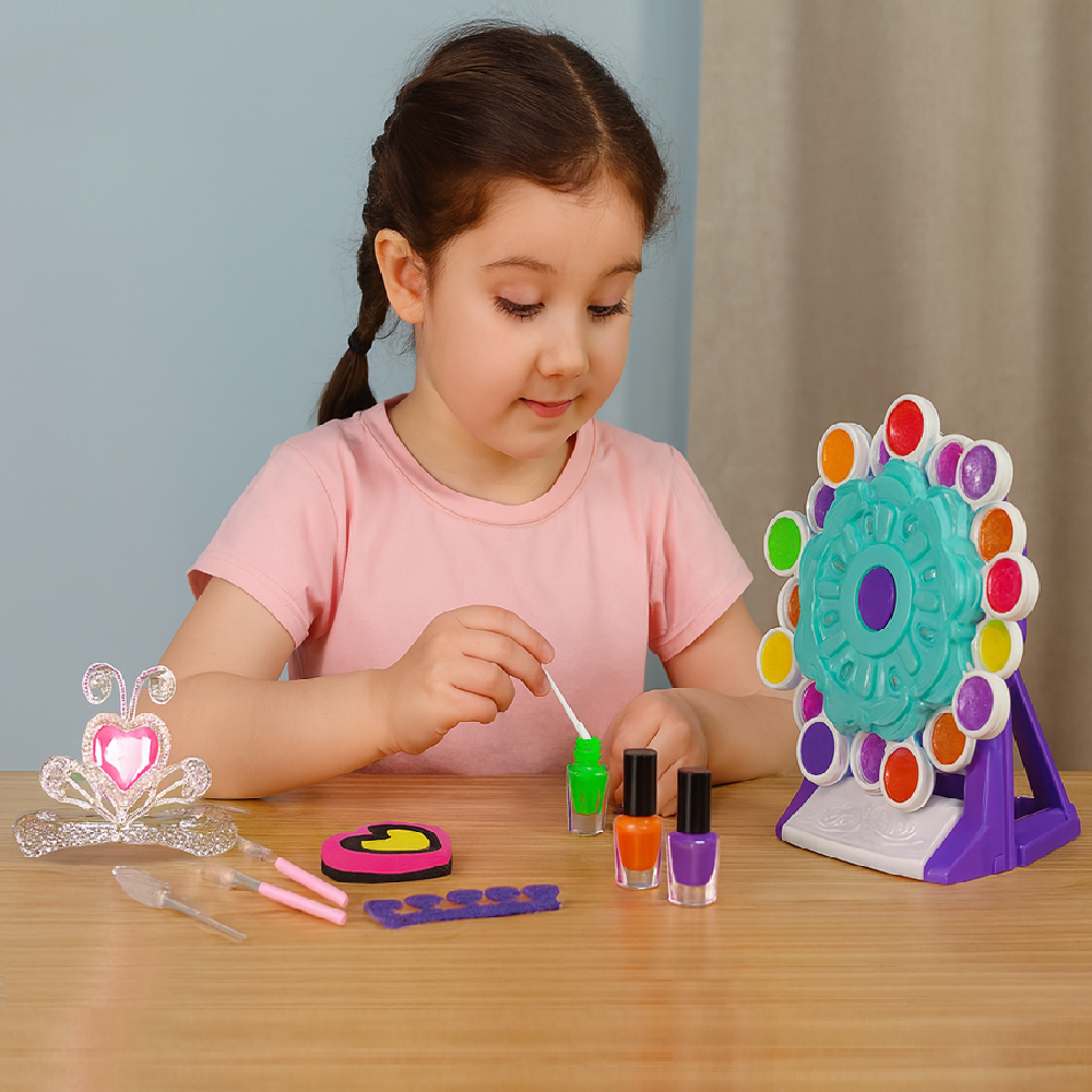 Elegant Girl óriáskerék formájú 24 részes sminkkészlet gyerekeknek – kreatív hercegnős sminkpaletta körömlakkal, ecsetekkel és tükörrel (BBJ)2