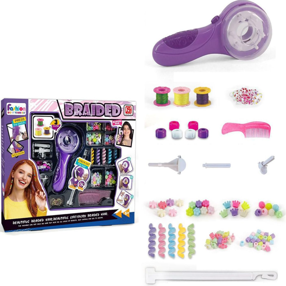 Fashion DIY automata tincskészítő készlet – 92 részes szett gyöngyökkel, szalagokkal és tincskészítőgéppel gyerekeknek (BBJ)4