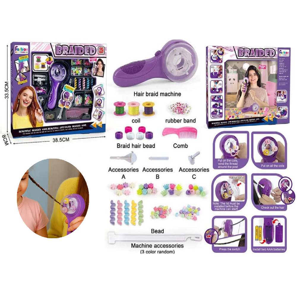 Fashion DIY automata tincskészítő készlet – 92 részes szett gyöngyökkel, szalagokkal és tincskészítőgéppel gyerekeknek (BBJ)6