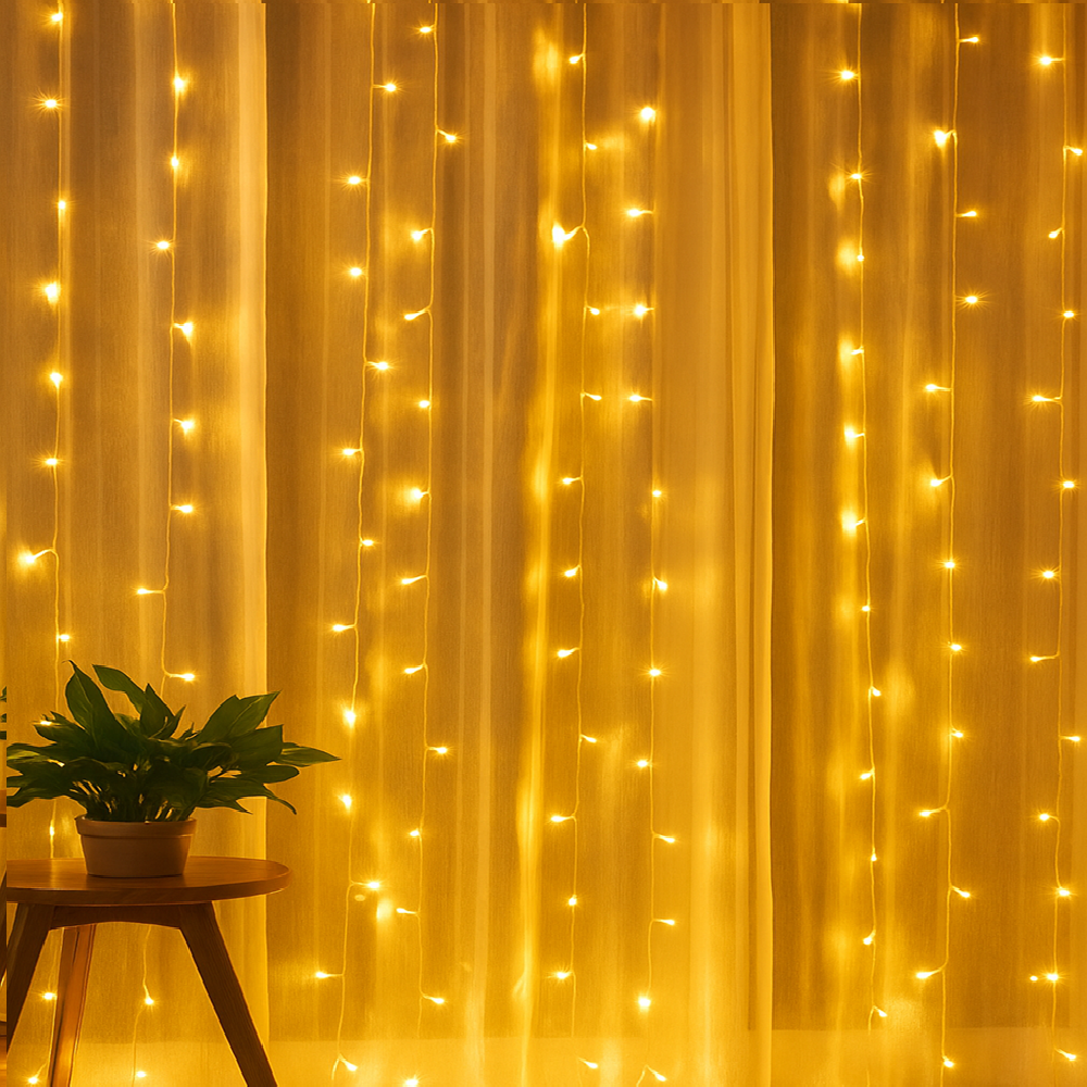 Karácsonyi LED fényfüggöny 2×2 m – vízálló, energiatakarékos ünnepi égősor ablakra, falra, erkélyre, kültéri-beltéri dekorációhoz – választható színben (BBD)1