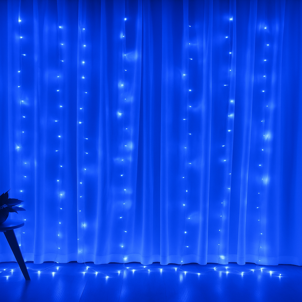 Karácsonyi LED fényfüggöny 2×2 m – vízálló, energiatakarékos ünnepi égősor ablakra, falra, erkélyre, kültéri-beltéri dekorációhoz – választható színben (BBD)2