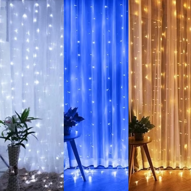 Karácsonyi LED fényfüggöny 2×2 m – vízálló, energiatakarékos ünnepi égősor ablakra, falra, erkélyre, kültéri-beltéri dekorációhoz – választható színben (BBD)3
