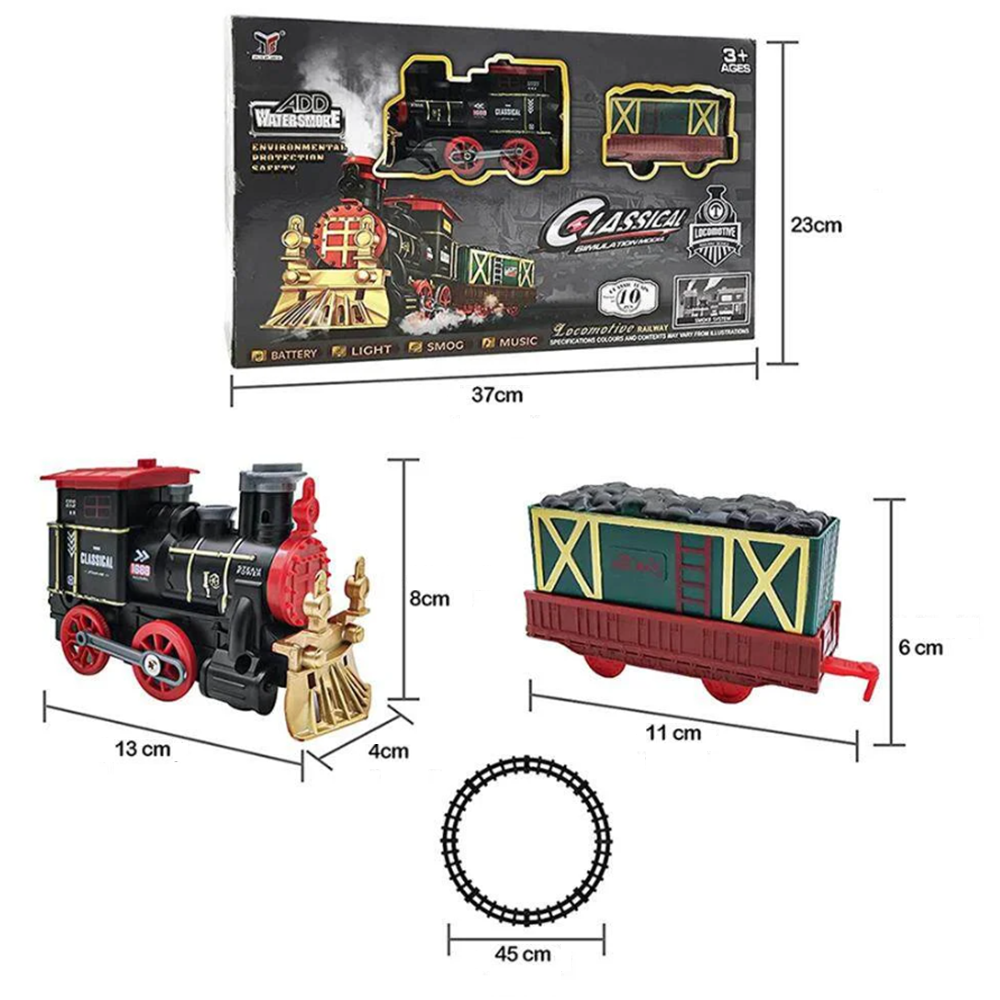 Karácsonyi retró gőzmozdonyos vonatkészlet gyerekeknek – fény- és hanghatásokkal, klasszikus pályaszettel, tökéletes ünnepi ajándék (BBJ)1