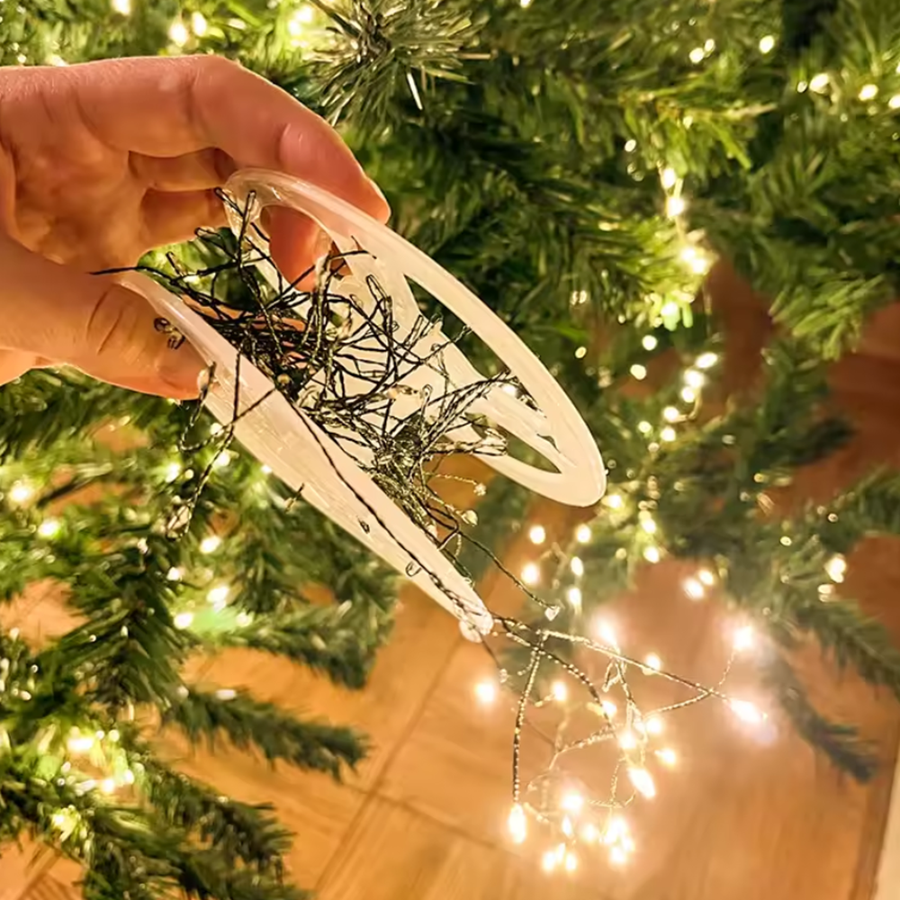 Karácsonyi LED rizsszem fényfüzér – 30 méteres, 8 funkciós meleg fehér fényű dekorvilágítás beltéri és kültéri használatra (BBD)2