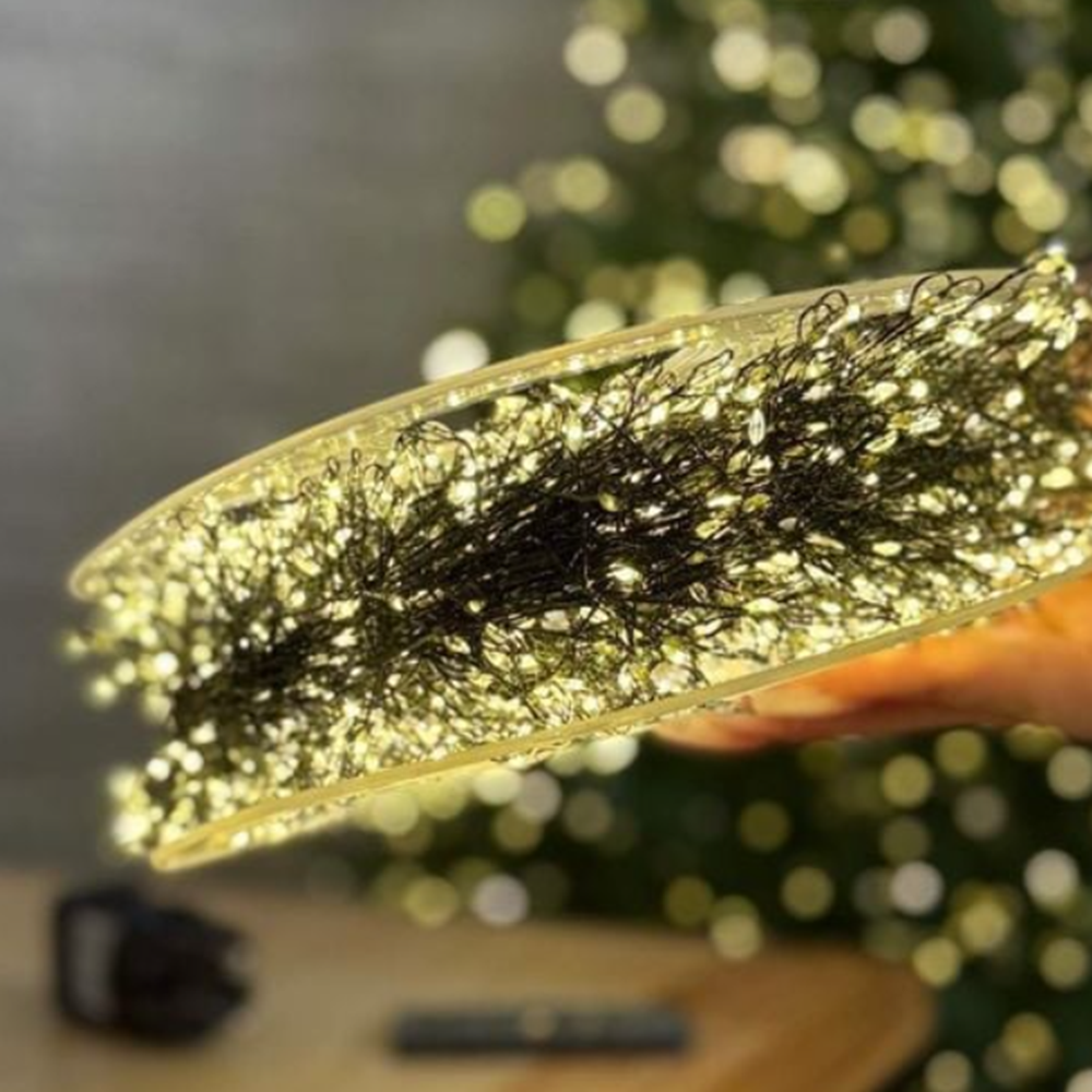 Karácsonyi LED rizsszem fényfüzér – 30 méteres, 8 funkciós meleg fehér fényű dekorvilágítás beltéri és kültéri használatra (BBD)3