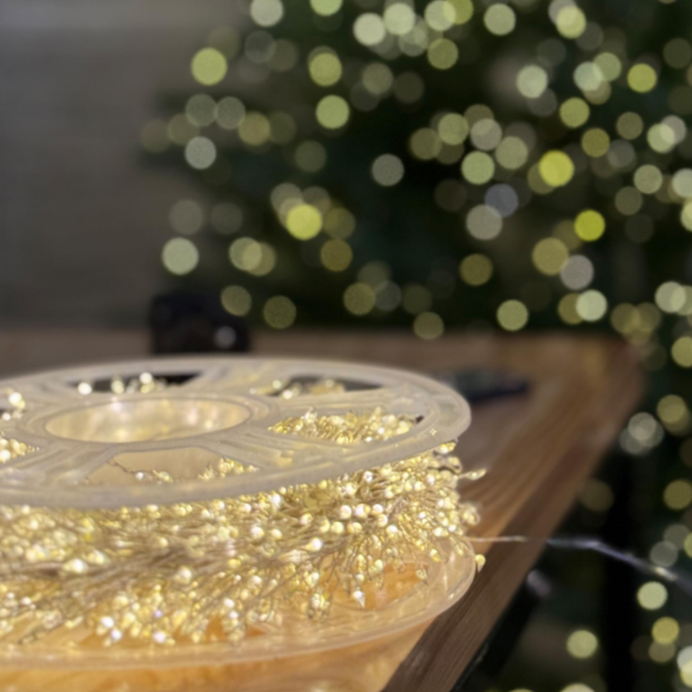 Karácsonyi rézdrótos 50 méteres harmatcsepp LED fényfüzér – 1500 ledes dekoráció választható színben, beltéri és kültéri használatra (BBD)13