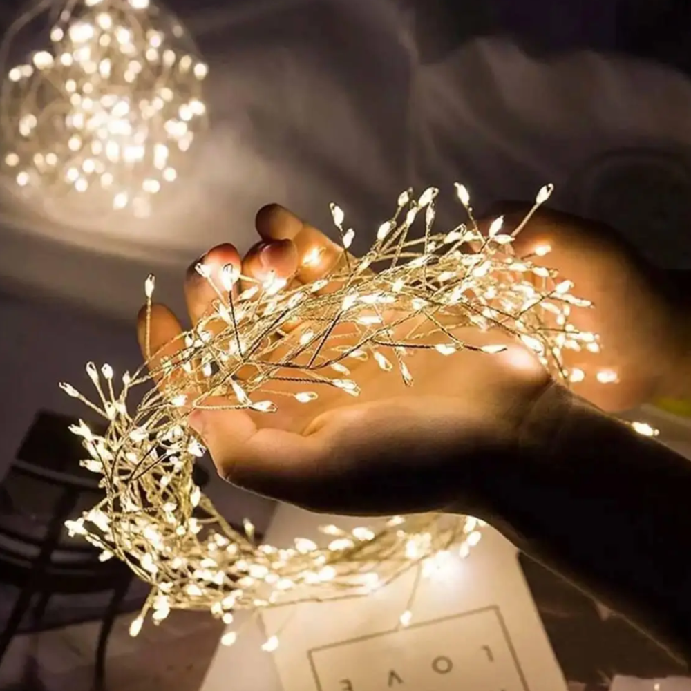 Karácsonyi rézdrótos 50 méteres harmatcsepp LED fényfüzér – 1500 ledes dekoráció választható színben, beltéri és kültéri használatra (BBD)14