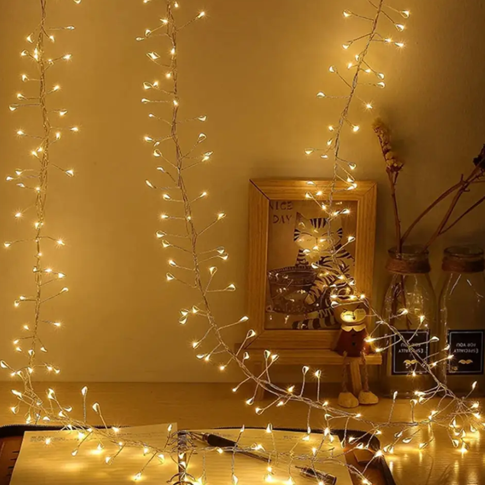 Karácsonyi rézdrótos 50 méteres harmatcsepp LED fényfüzér – 1500 ledes dekoráció választható színben, beltéri és kültéri használatra (BBD)16