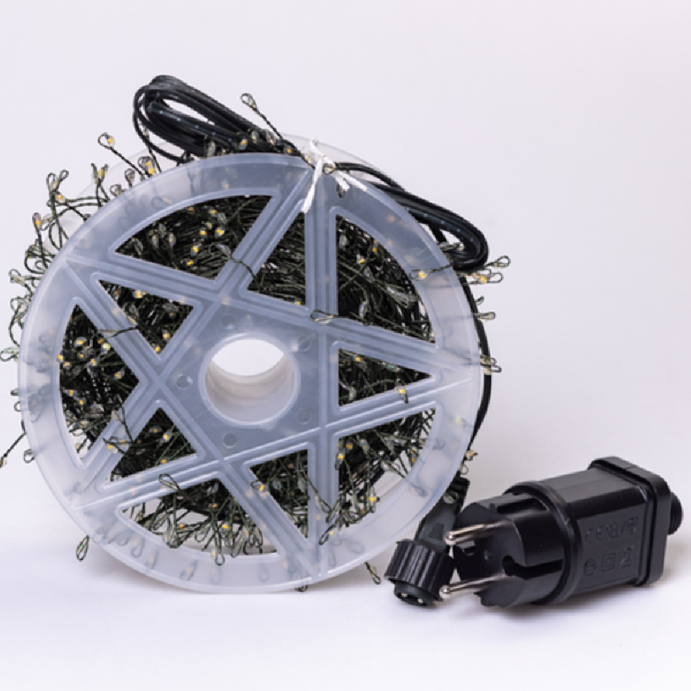 Karácsonyi rézdrótos 50 méteres harmatcsepp LED fényfüzér – 1500 ledes dekoráció választható színben, beltéri és kültéri használatra (BBD)5