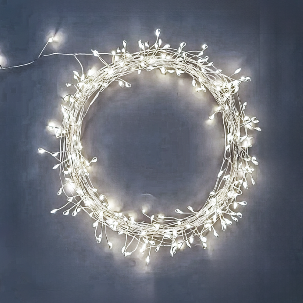 Karácsonyi rézdrótos 50 méteres harmatcsepp LED fényfüzér – 1500 ledes dekoráció választható színben, beltéri és kültéri használatra (BBD)8