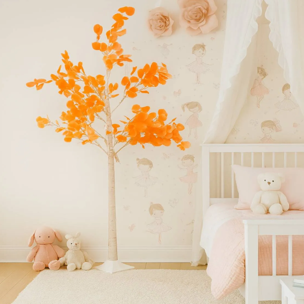 LED-es őszi juharfa dekoráció – 200 cm-es hangulatvilágítás narancssárga levelekkel, beltéri és kültéri használatra (BBD)3